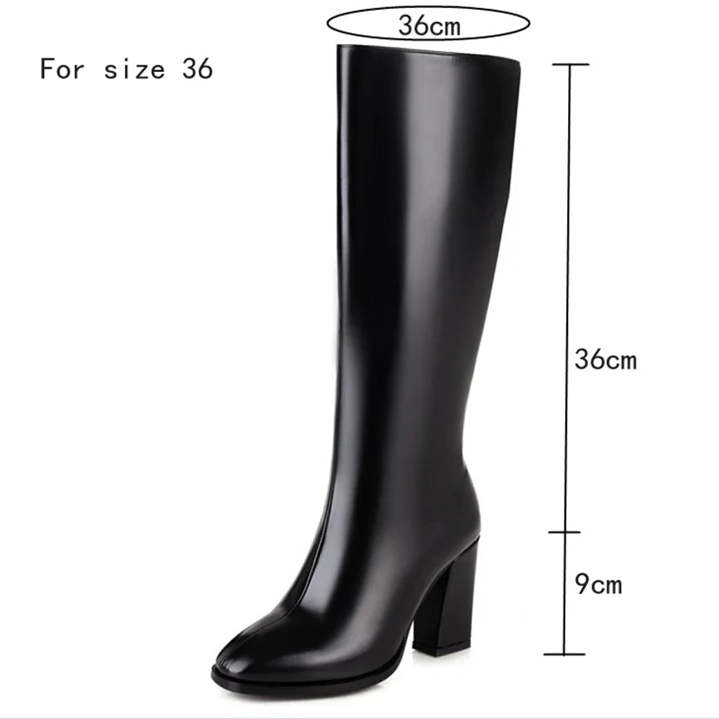 Elegant Knee High Boots Women 2024 Autumn Winter Women's High Boots Zipper Heels White Green Long Shoes Ladies Large Size 48