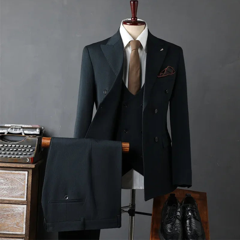 High Quality Men's Suit Slim Fit Formal Business Office Set Wedding Party Fashion Men's Suits 3 Pieces（jacket+Vest+Pants）