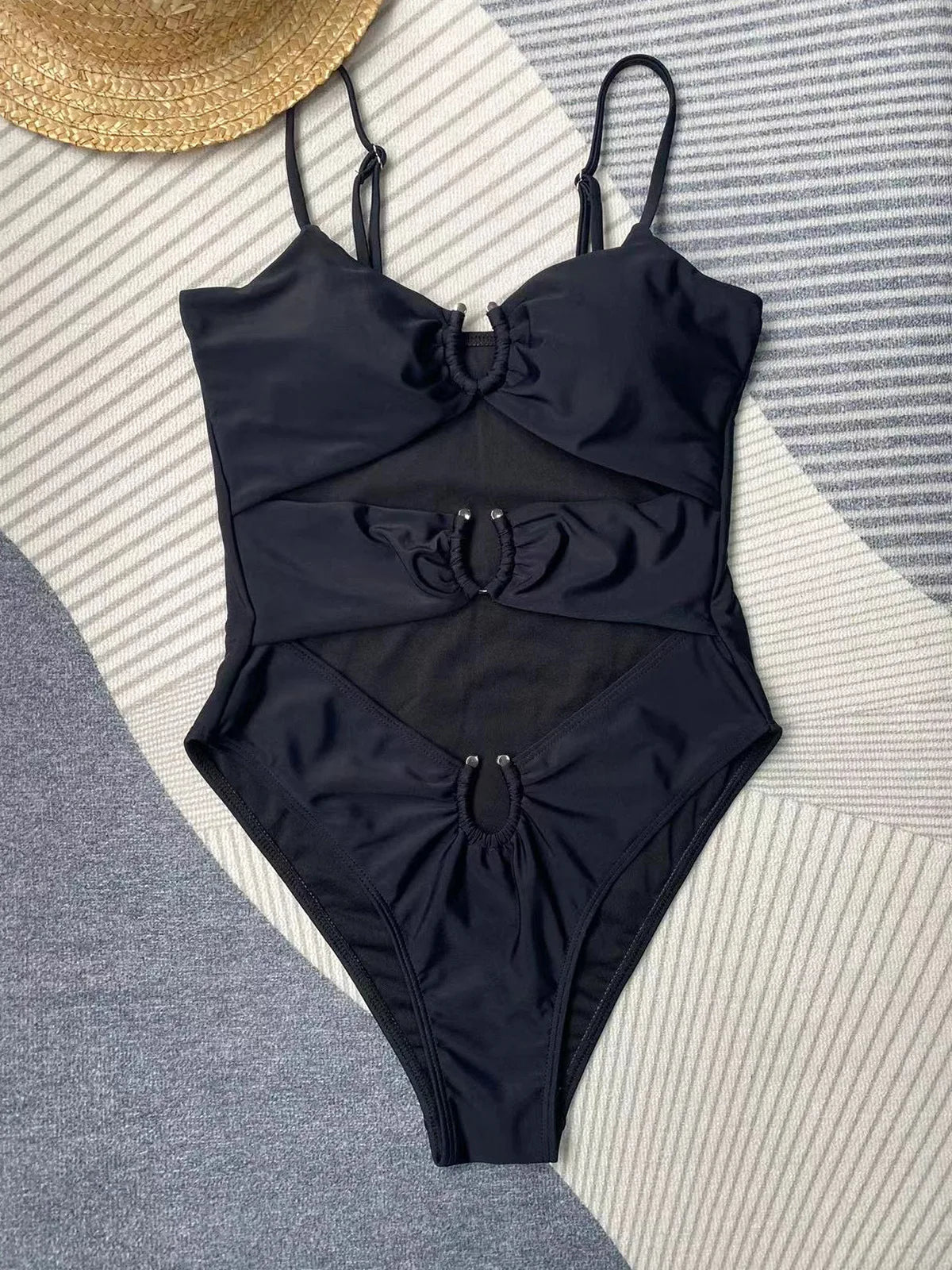 Traje de baño de una pieza para mujeres, traje de baño hueco, monokini sin respaldo de playa, trajes de natación brasileños femeninos, nuevos, 2024