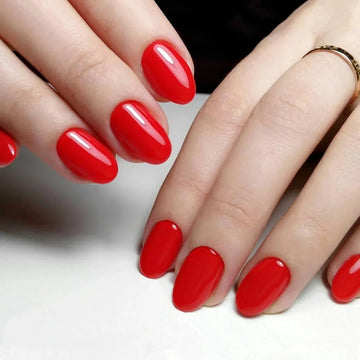Decorated Red Short False Nail With Glue Artificial Press On Fake Nails For Girl Gluing DIY Salon Finger Tips Manicure Tool