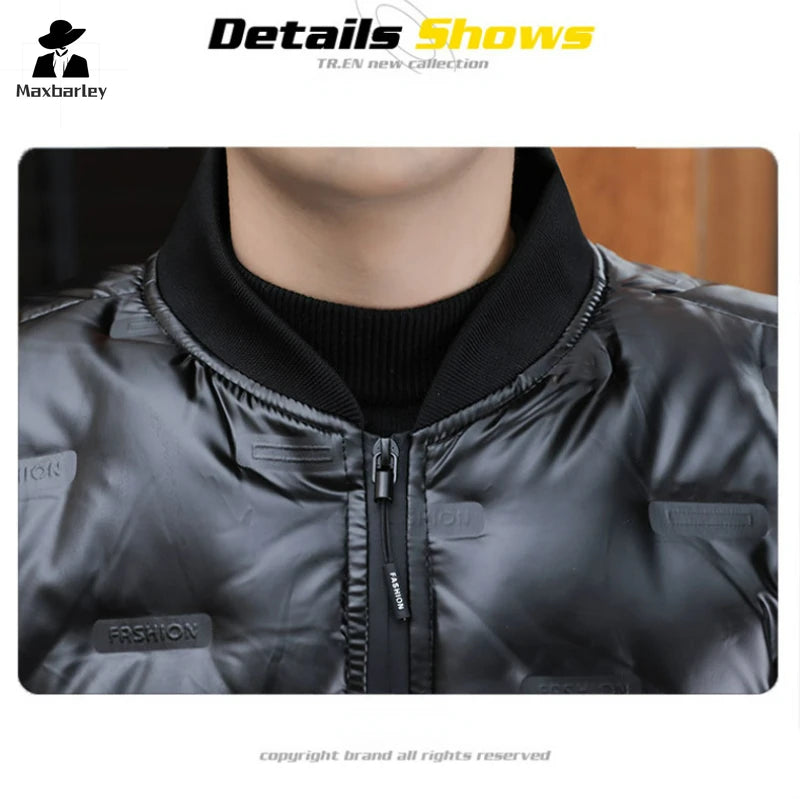 New Winter Down Jacket Men's Luxury Glossy Waterproof Windproof Warm White Duck Down Parka Casual Lightweight Baseball Suit Coat