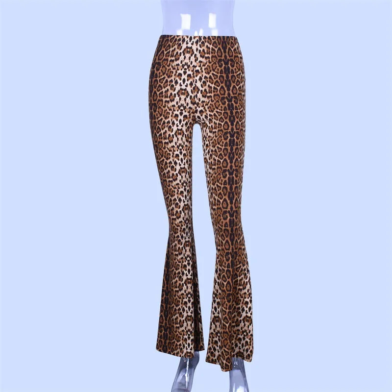 Lygens High Waist Leopard Tiger Print Flare Leggings 2024 Women Design Sexy Trousers Club Flare Legs Pants Casual Women Clothing