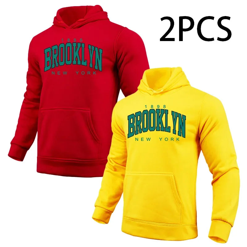 2 in 1 Hoodie for Man Brooklyn Print Fall Winter Daily Casual Sport Jogger Sweatshirt Home Outdoor Comfort Warm Fashion Pullover