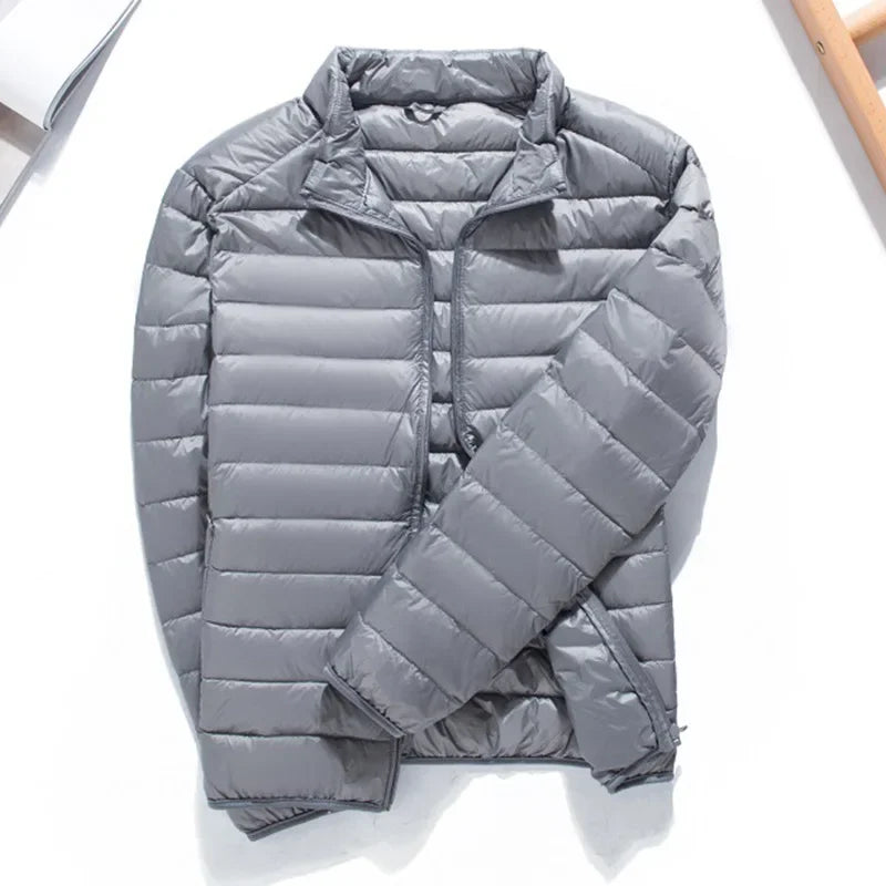 Men's Stand Collar Ultralight Quilted Puffer Jackets 2023 New Arrilas Men Ultra Lightweight Packable Warm White Duck Down Coats