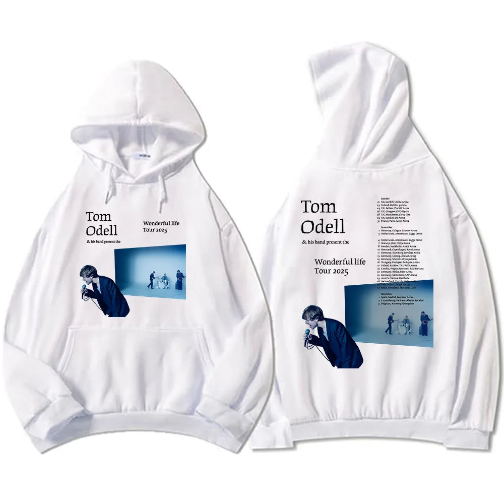 Tom Odell & His Band Present The Wonderful Life Tour 2025 Hoodies Fleece Warm Male Hooded Sweatshirt Casual Loose Men Pullovers