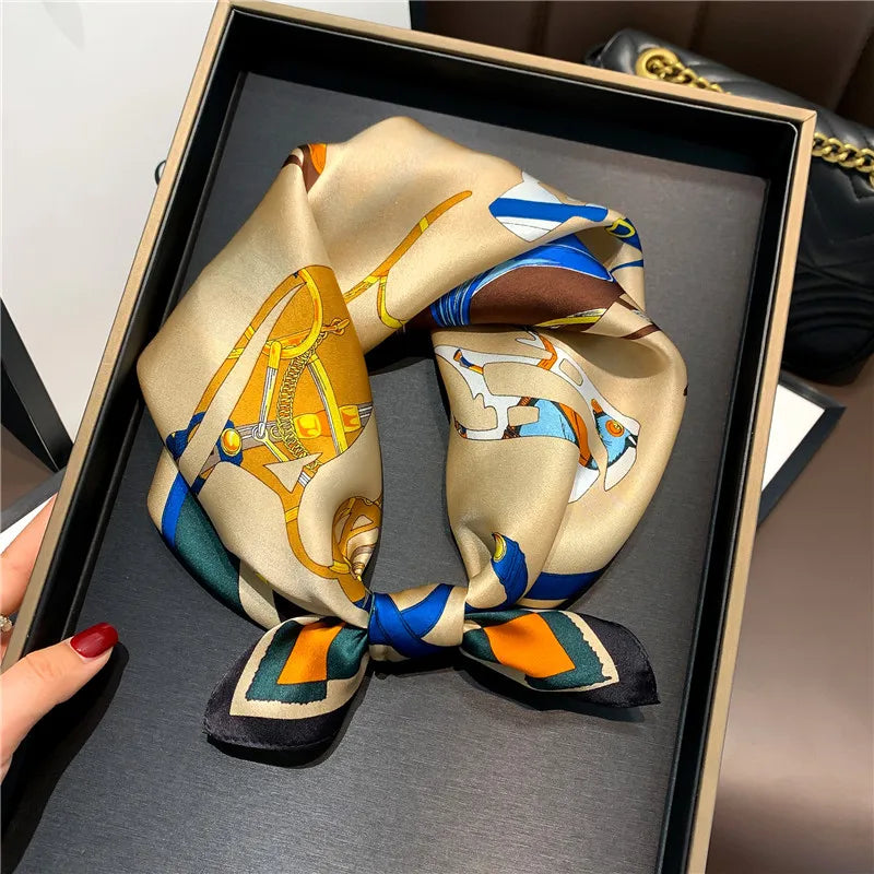 53cm Pure Silk Scarf Women Square Scarves Foulard Hairbands Lady Luxury Designer Female Bandana Neck Kerchief Ties Bandana Hijab