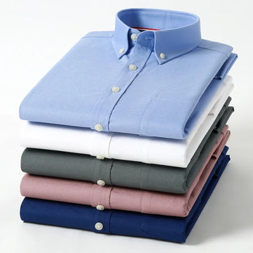 Hight qulity100%cotton oxfors long-sleeve shirts for men slim fit formal shirt white tops office plaid korean popular clothes