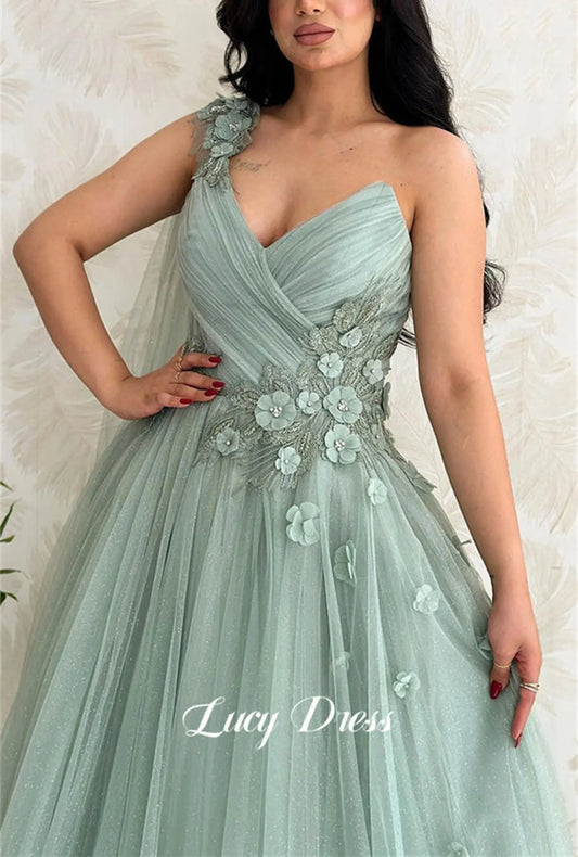 Lucy Light Green Party Evening Dress Mesh Grace Eid Al-fitr Line A Prom Dresses 2024 Ball Gowns Formal Wedding Long Customized