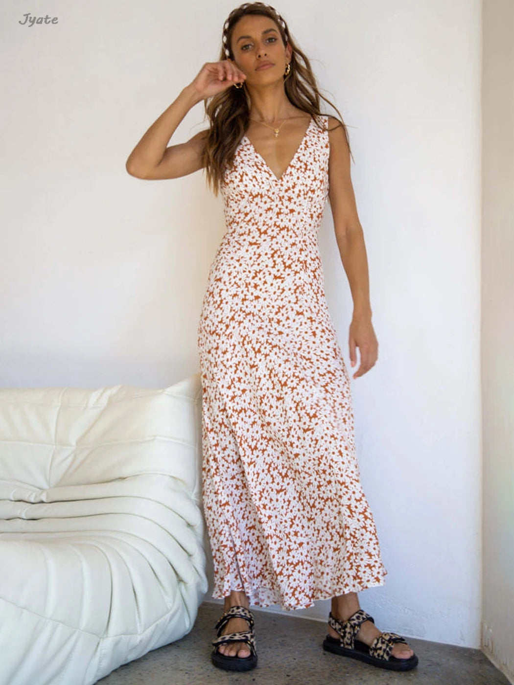 Robe longue à imprimé floral