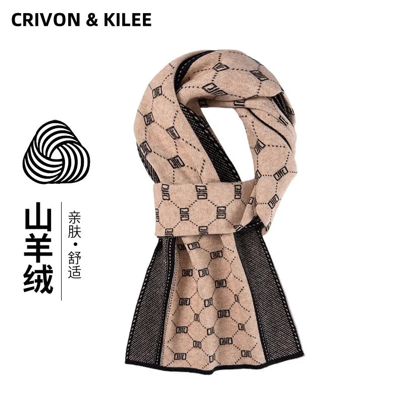 High Quality Thermal Cashmere Blend Men's Scarf Winter Autumn New Korean Version Simple Warm Long Striped Business Muffler Male