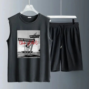 2025 Men's Summer Breathable Basketball Sports Suit Short Sleeve T-shirt + Shorts 2-piece Set with Fashion Design