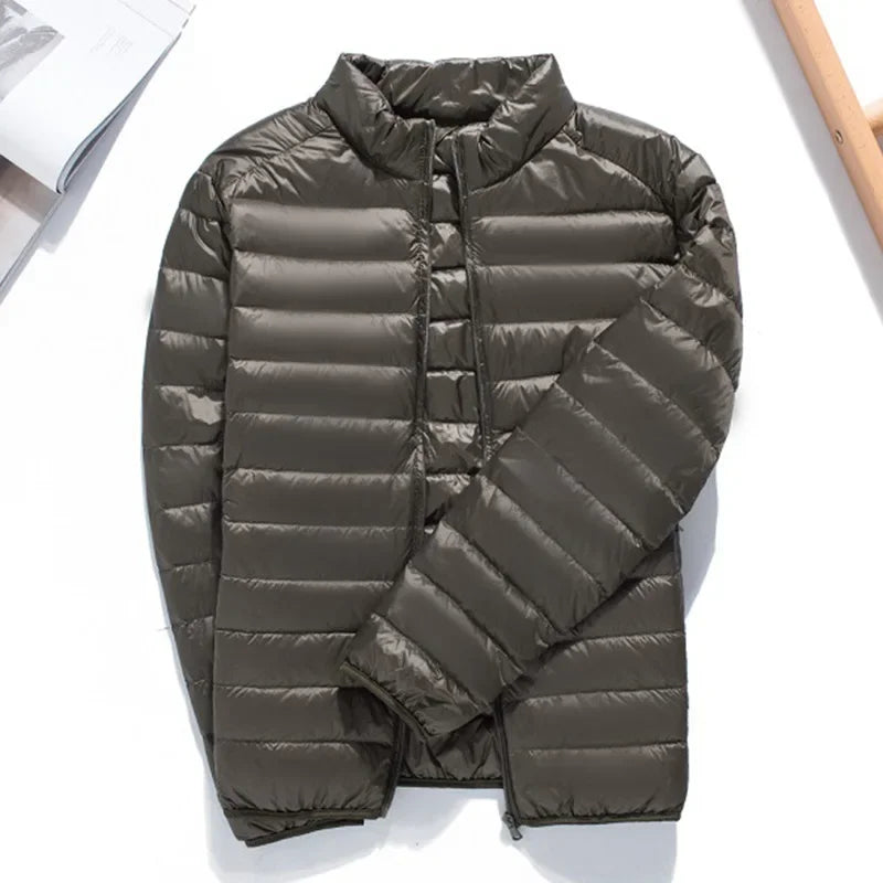 Men's Stand Collar Ultralight Quilted Puffer Jackets 2023 New Arrilas Men Ultra Lightweight Packable Warm White Duck Down Coats