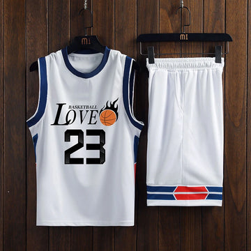 2025 Summer New Kids White Basketball Jerseys Number 23 Basketball Print Personalized Team Training Uniforms T-Shirt Shorts