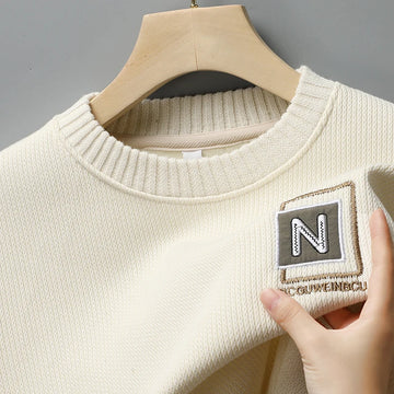 New Men's Fashion Sweater Autumn Winter Fleece Lined Clothes Thickened Pullover Crew Neck Knitted Pullovers Knitwear