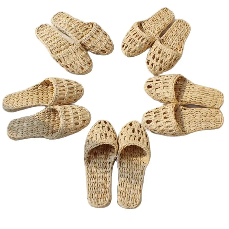 2023 New Ladies Beach Hemp Rope Sandals Couple Cosplay Straw Slippers Men And Women Home Soft Indoor Stage Shoes