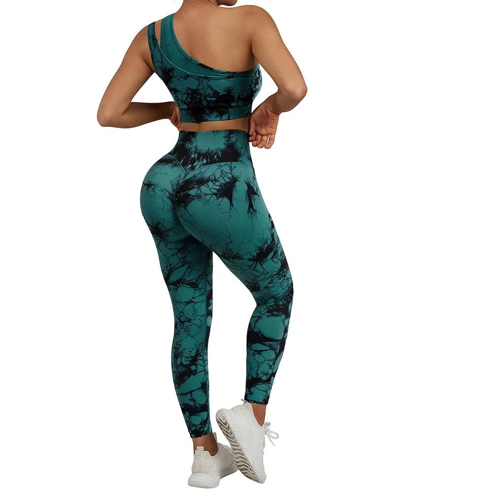 One Schulter -Yoga setzt Frauen Sportswear Fitnessstudio Kleidung hohe Taille Leggings Training Fitnessstudio Outfits Fitness tragen Sport Yoga Anzüge