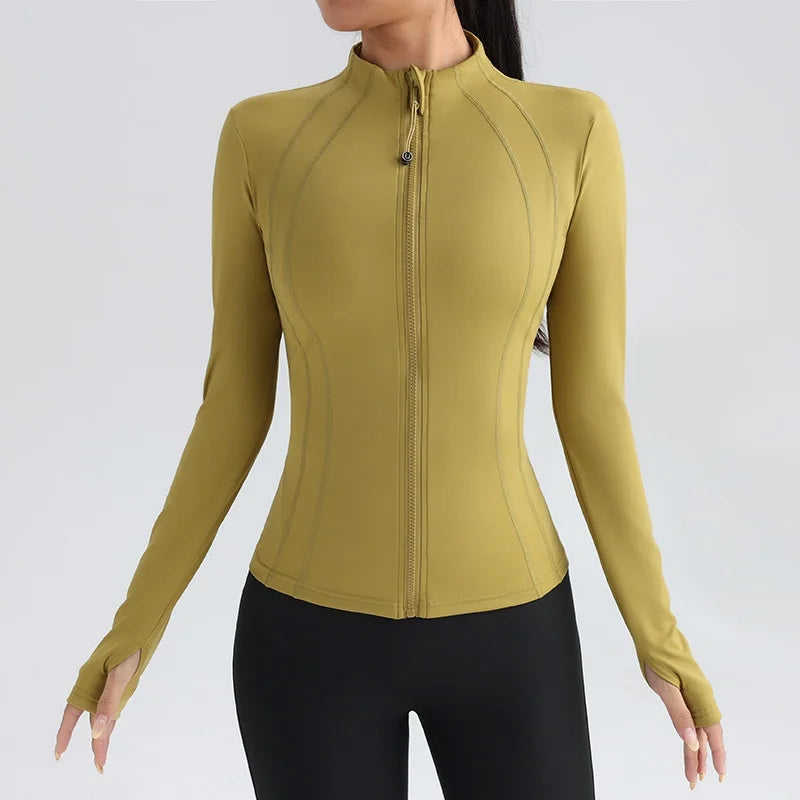 Nueva ropa de yoga de yoga de moda chaqueta de fitness con cremallera de secado rápido