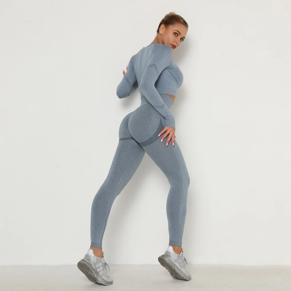 Set di yoga senza soluzione di continuità da donna Accolta per abbigliamento sportivo abbigliamento da palestra a maniche lunghe Mangings High Waist Leggings Allenamento Sports Sports Sports