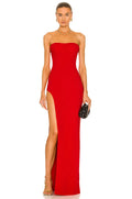 Women Sexy Strapless Bodycon Long Bandage Dress Celebrate Wedding Mermaid Fashion Birthday Outfit Vestido Red