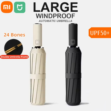 Xiaomi Large 24 Bone Solid Color Automatic Umbrella Collapsible Large Format Outdoor Sunshade UV Protection Automatic Umbrella