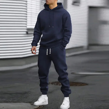2025 Spring and Autumn Set Men's Casual Sports Fashion Trend Comfortable Simple Running Set Solid Color Hoodie and Pants