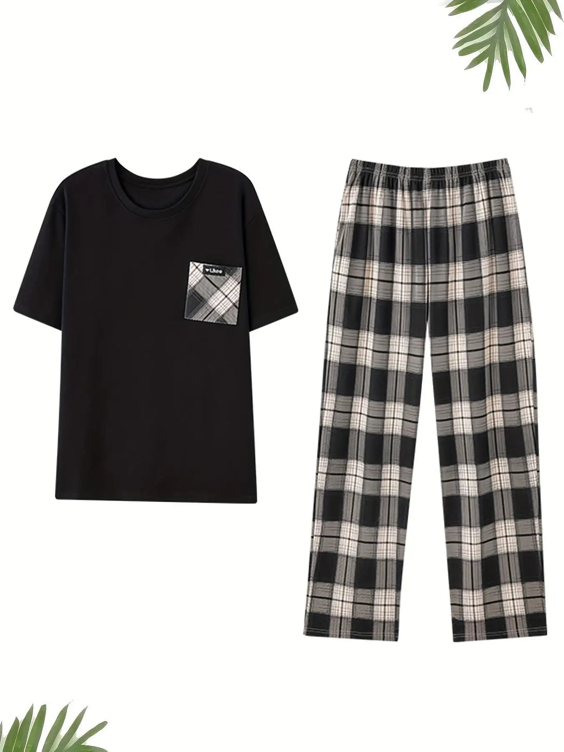 3-Piece Men's Plaid Pajama Set - Short Sleeve Shirt + Pants + Shorts | All-Season Comfort Sleepwear