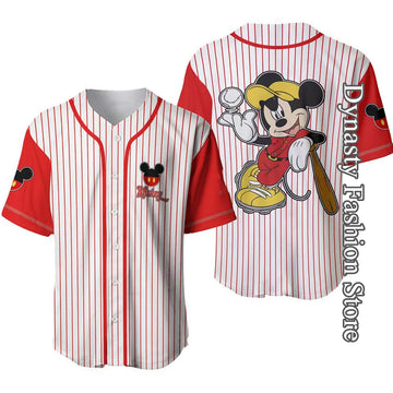 Men Mickey Mouse Baseball Jersey Summer Disney Cartoon Baseball Uniform Shirt Male Fashion Tops Casual Clothing Harajuku Outfit