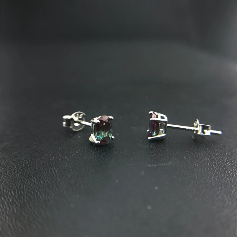 CSJ Elegate Lab Grown Alexandrite Earrings Sterling 925 Silver Created Gemstone for Women Birthday Christmas Black Friday Gift