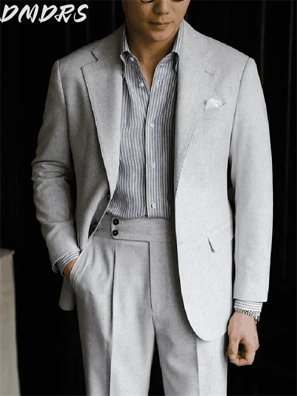 Classy Off-White of Men Suit Two Pieces Fashion Hot Sell Male Double Breasted Set Daily Business Blazer Pants trajes para hombre