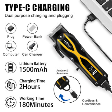 Electric Hair Clippers 1200/2000mAh High Power Hair Trimmer USB Charging Professional Barber Shaver Gift For Husband Boyfriend