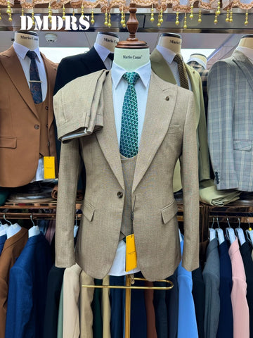 Wedding Suits Men Business Fashion 3 Piece Set 2024 Slim Jacket Dress Blazers Coat Pants Trousers Sequin Single Breasted