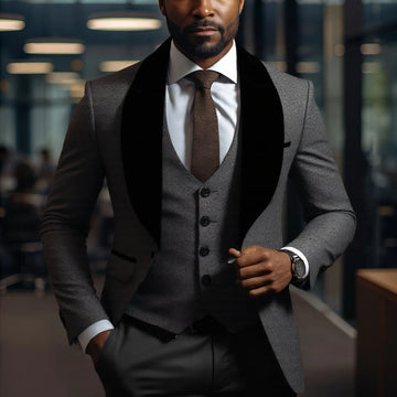Mens 3 Piece Floral Tuxedo, Jacquard Slim Suit Set, Paisley Blazer Vest And Pants For Prom Wedding