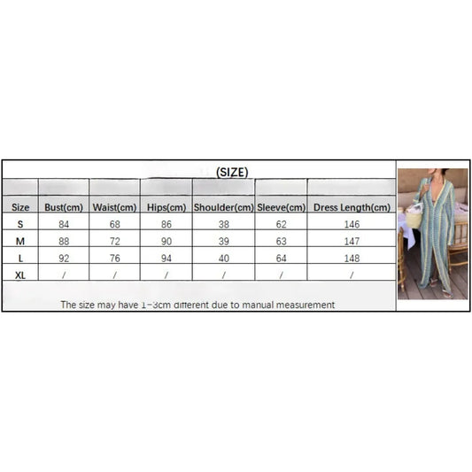 Striped Hooked Crochet Knit Long Dress Women Autumn Long Sleeve A Line Vestidos Female Vintage Commuter Slim Dresses