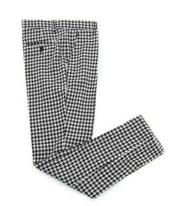 High Quality Houndstooth Men's Casual Suit Pants Length Trousers Men Plaid Slim-fit Straight Business Formal Suit Trousers
