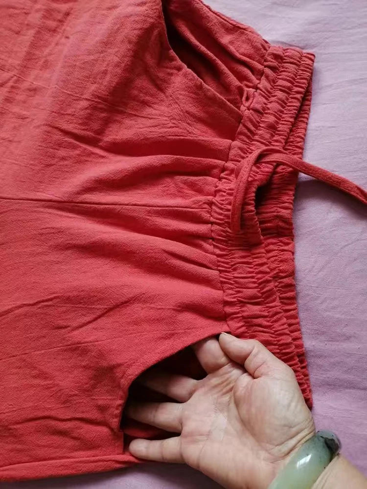 2024 pantaloni a gamba larga in lino di cotone 4xl pantaloni di grandi dimensioni Donne estate elastica in vita casual pantaloni lunghi lunghi pantaloni larghi