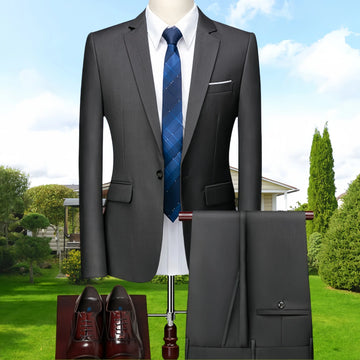 High Quality Wedding Groomsmen Suit 2 piece (Jacket+pants) Men Simple Business Elegant Fashion Job Interview Gentleman Suit Slim
