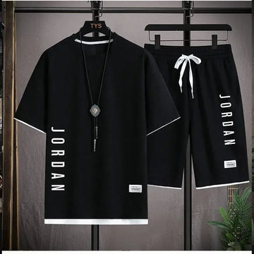 Stylish casual T-shirt + Shorts set Men's sports set Loose comfortable low Run 2025 men's summer Waffle suit