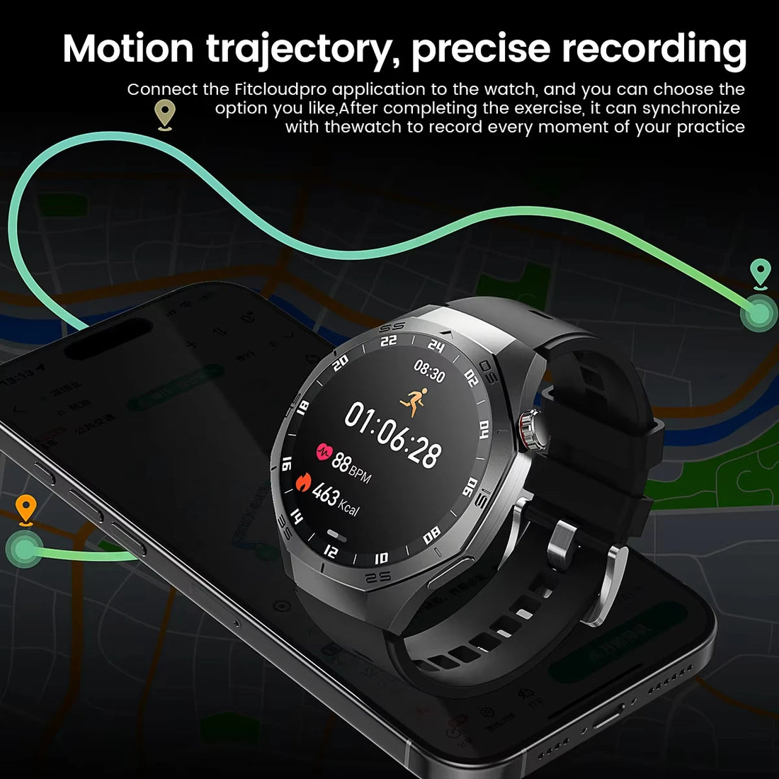 Original New GT5 Smartwatch Men 360*360 HD AMOLED Screen GPS Motion Track Heart Rate Bluetooth Call IP68 Waterproof Smartwatch