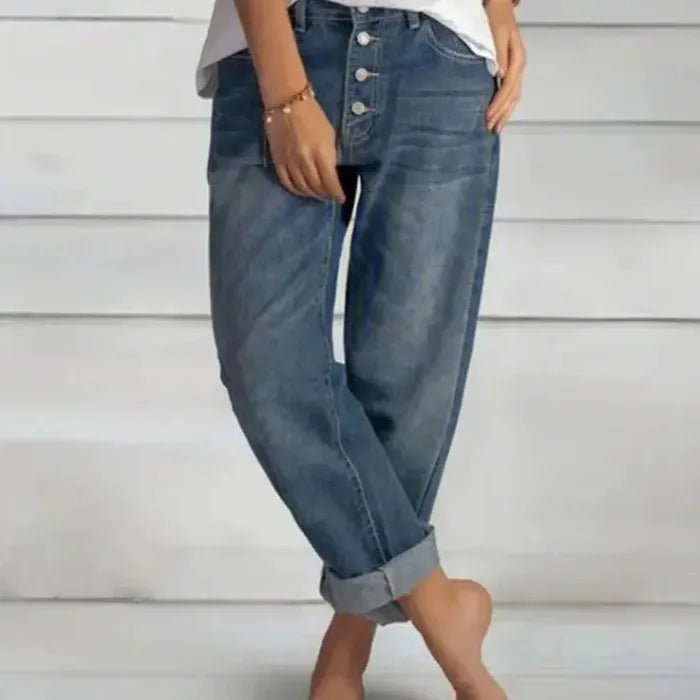 2024 Spring Oversize Women's Denim Pants Blue Pockets Empire Waist Wide-leg Jeans Loose Pants Female Summer Casual Fashion Lady