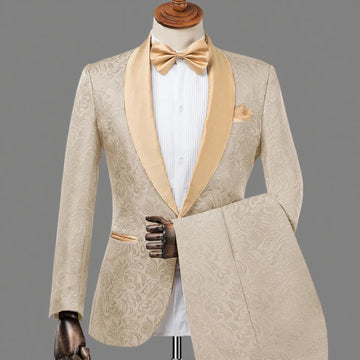 Men's Suit 2 Pieces Lapel Jacquard Jacket Pants Elegant Fashion Advanced Customization Fit Slim Party Wedding Groom Tuxedo Set