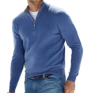 2023 New Men's Half-zipper V-neck Knitted Top Casual Pullover Sweater Polo Shirt Wholesale Amazon Fashion Retail