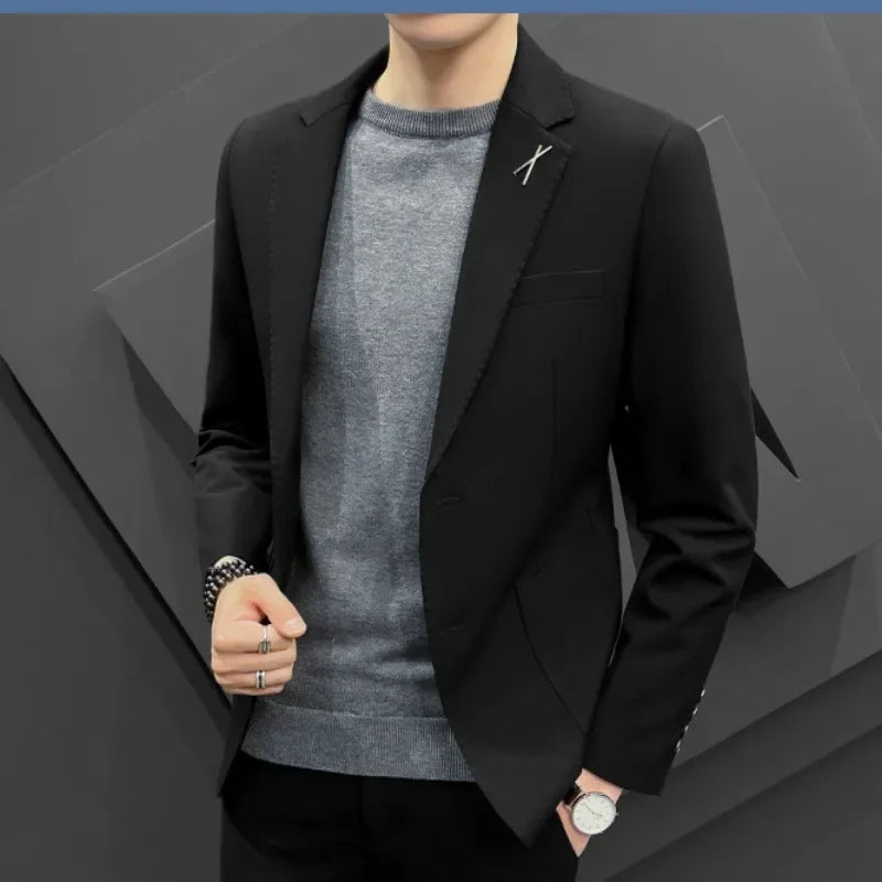 2 Piece Formal Outfit Set Male Big Size Grey Full Men's Dress Suits and Blazers Ceremony Fashion Casual Elegant Trends Costumes