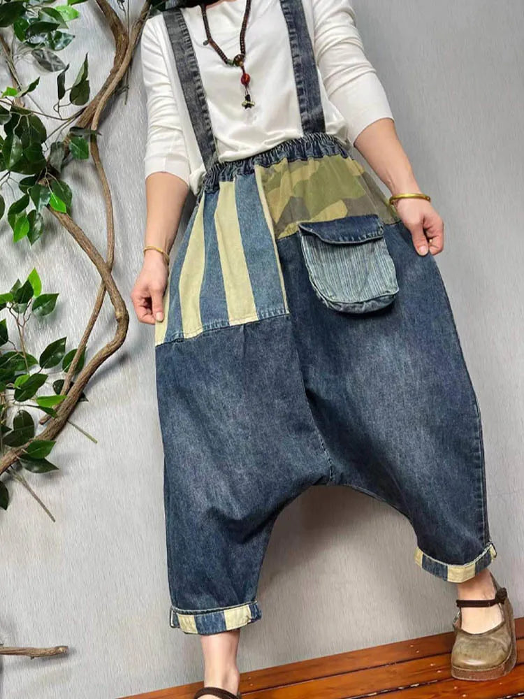 Max LuLu New 2024 Spring Women Patchwork Loose Casual Cross Pants European Style Punk Vintage Street Denim Trousers Pocket Jeans