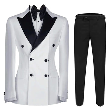 Men's 2-piece Suit Slim Fit Business Double-breasted Suit Jacket and Trousers Formal Wedding Attire Wedding Suits for Men