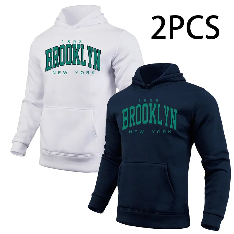 2 in 1 Hoodie for Man Brooklyn Print Fall Winter Daily Casual Sport Jogger Sweatshirt Home Outdoor Comfort Warm Fashion Pullover