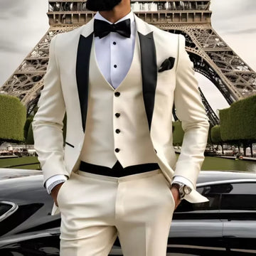 Formal Champagne Men Suit 2PCS Elegant Single Breasted Men Office Suit Classic Office Men For Business Wedding Suit Customized