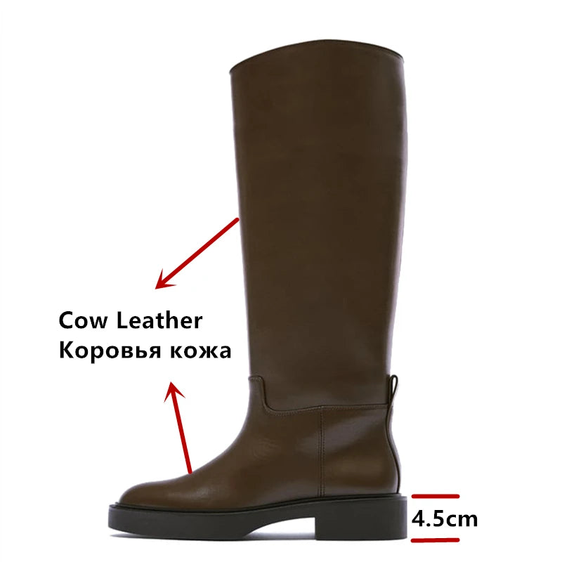 FEDONAS 2024 Ins Genuine Leather Knee High Boots For Women Thick Heeled Autumn Winter Warm Shoes Woman High Motorcycle Boots