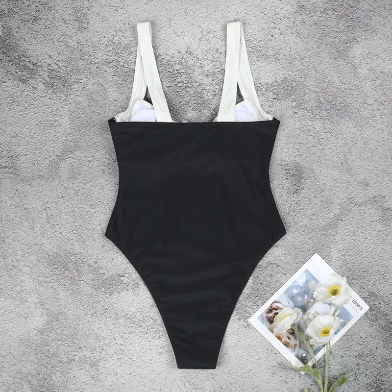 Estilo de playa Blanco blanco de una pieza Summer Summer sexy bikini set 2024 nuevo traje de natación de hombro sólido para mujeres