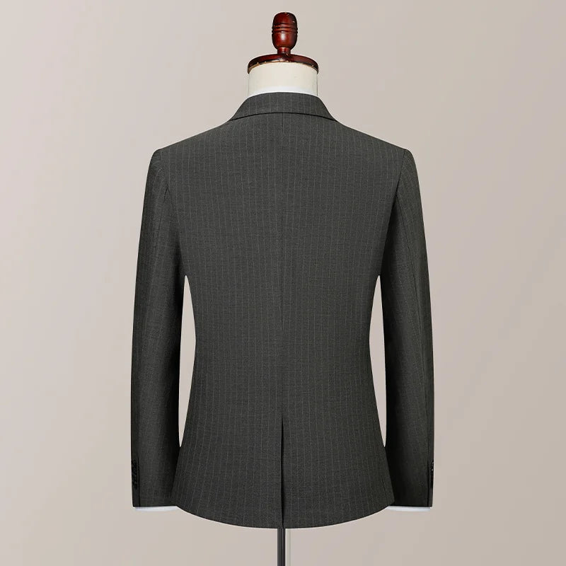 2025 new men's striped suit (suit + trousers) stylish and handsome British style wedding handsome two-piece set