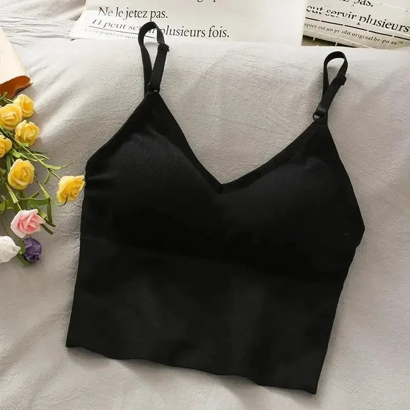 Tops femininos tanque sexy top mulheres construídas em sutiã de cor sólida camis para mulheres colhere